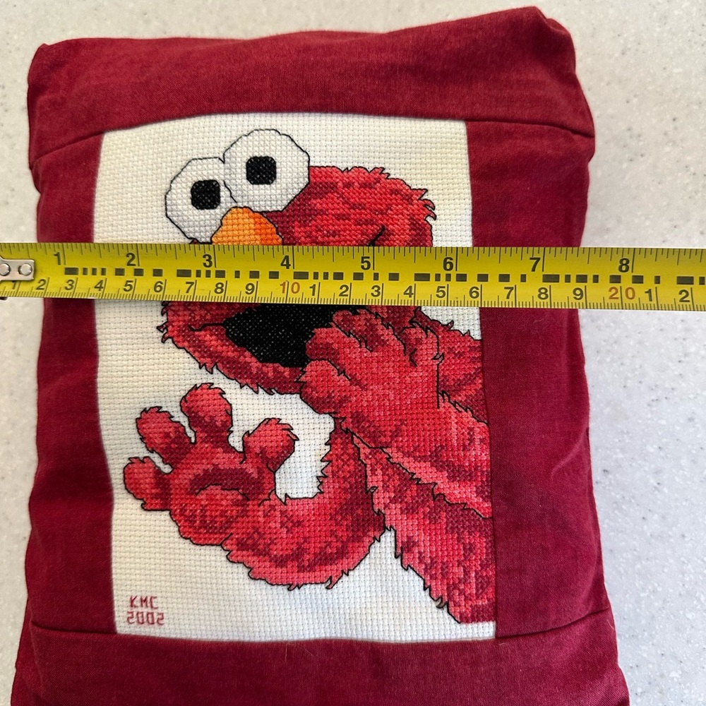 Handmade Sesame Street Elmo Decorative Pillow Cross Stitched pillowcase 7.5”x9” - Picture 10 of 12
